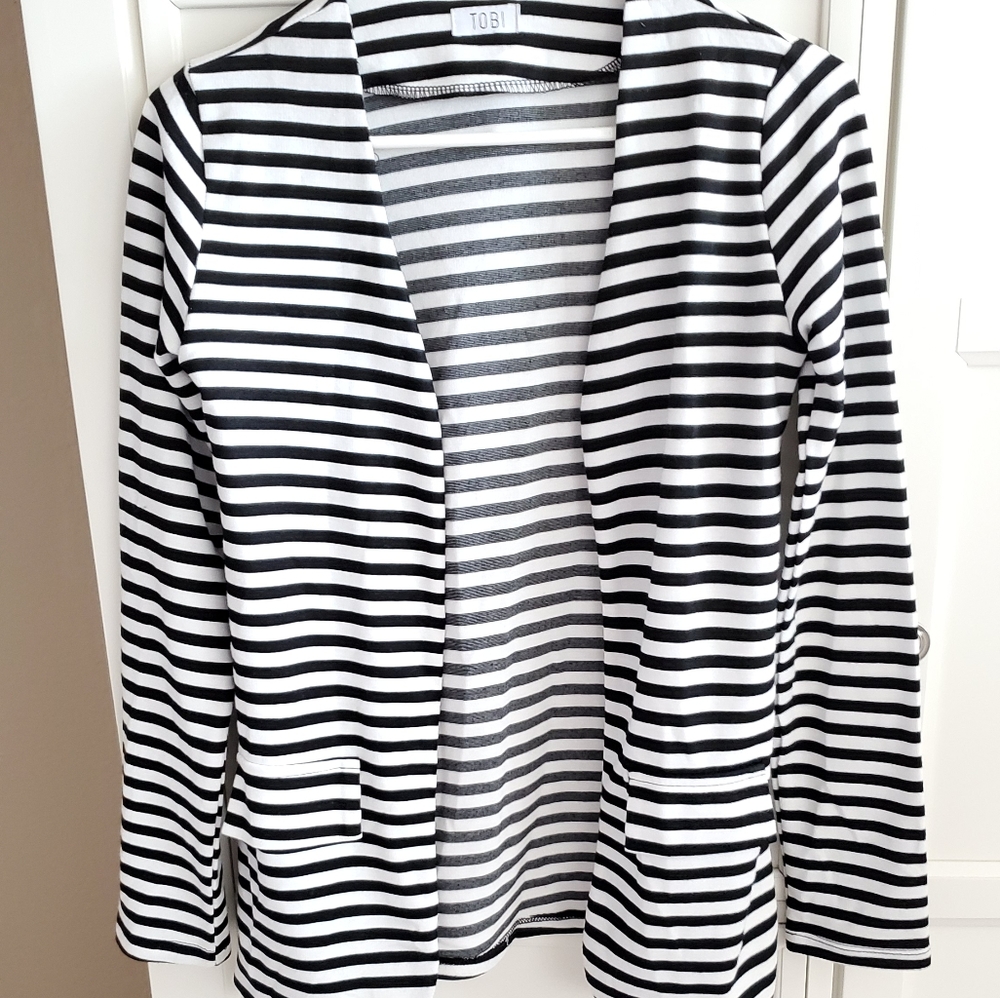 Striped cotton blazer cardigan